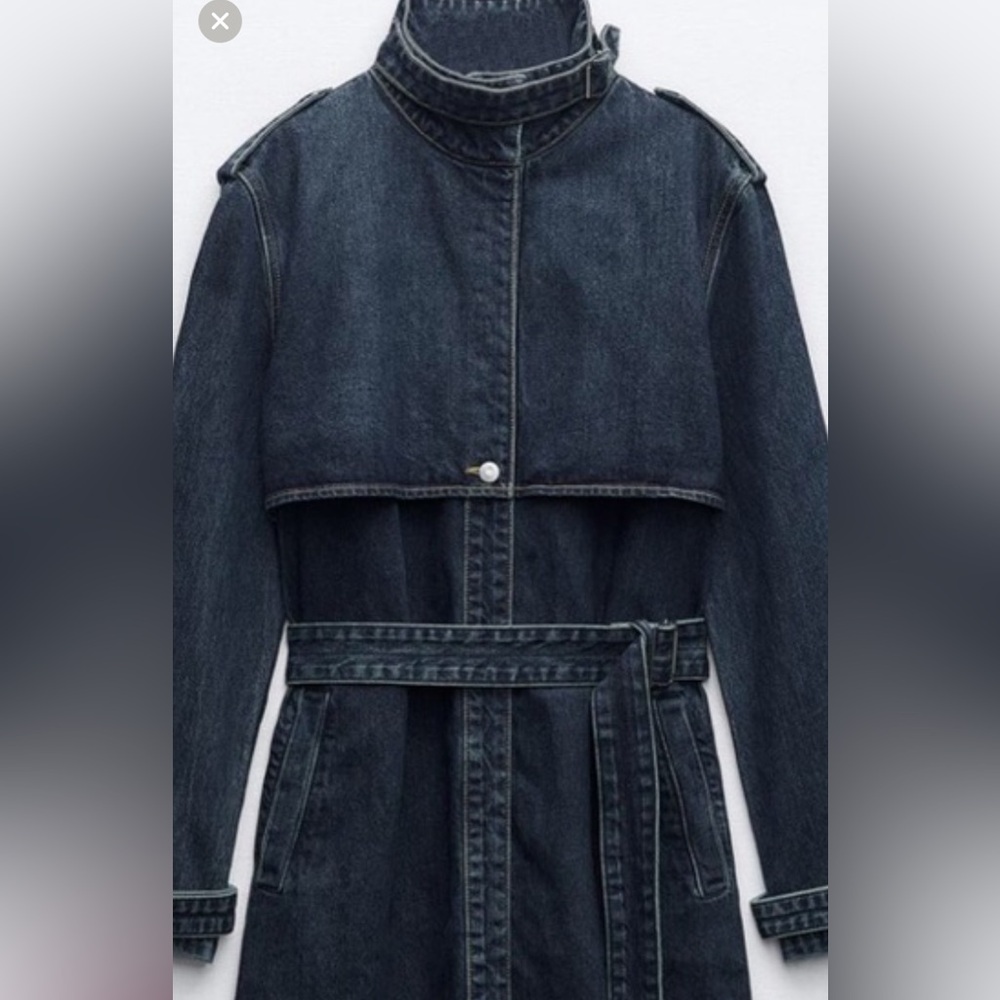 Zara Dark Denim Trench Coat
